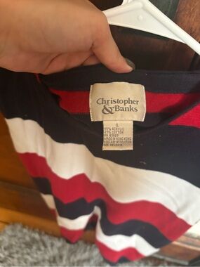 Christopher & Banks Navy, Red & White Striped Knit Top